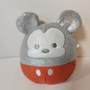 Disney Mickey Mouse Shimmer Metallic Plush Silver Orange 5 Inch Stuffed Animal